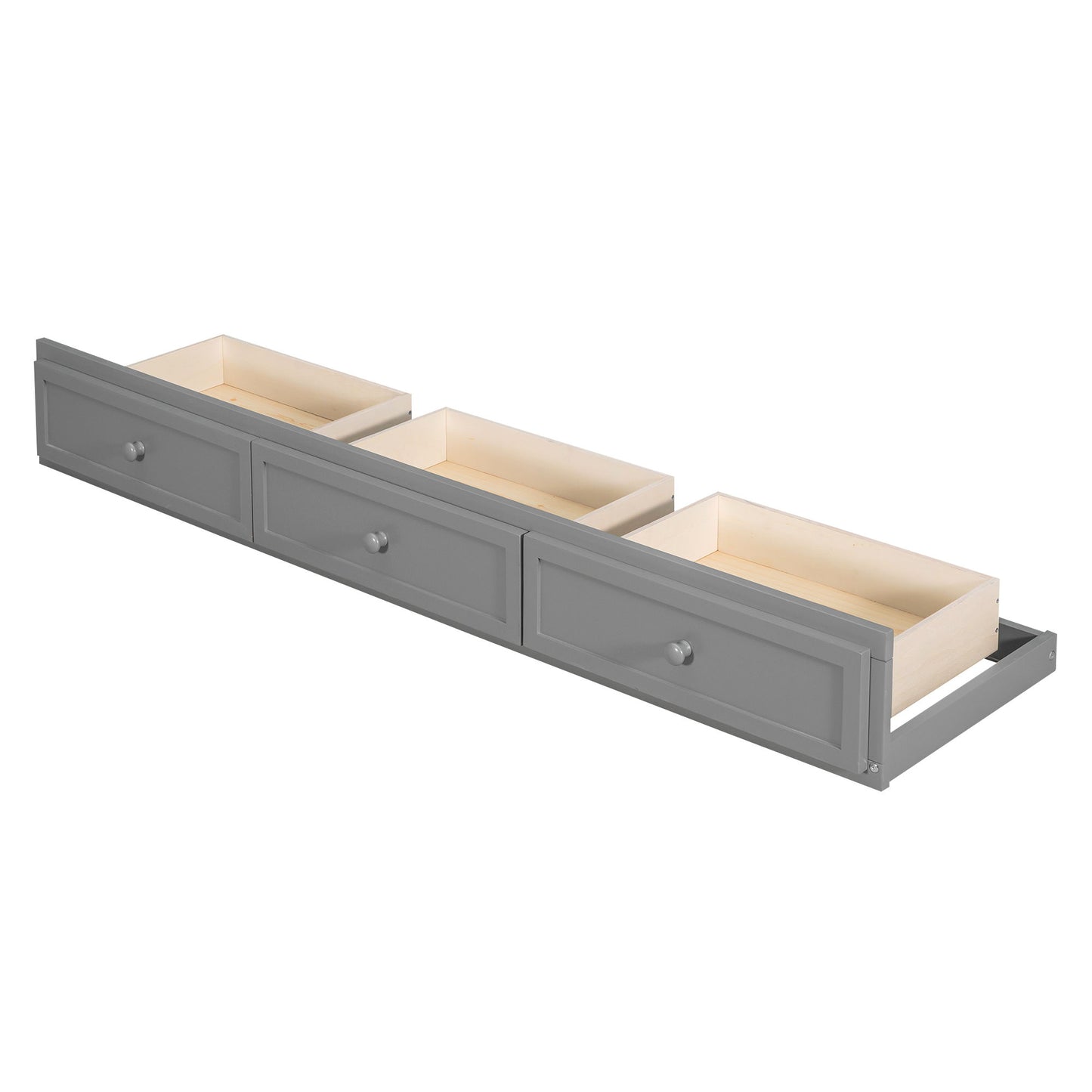 Twin Over Full Bunk Bed With Drawers, Ladder And Storage Staircase - Gray