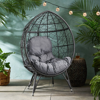 Cosmos - Round Hammered Iron Teardrop Chair - Gray