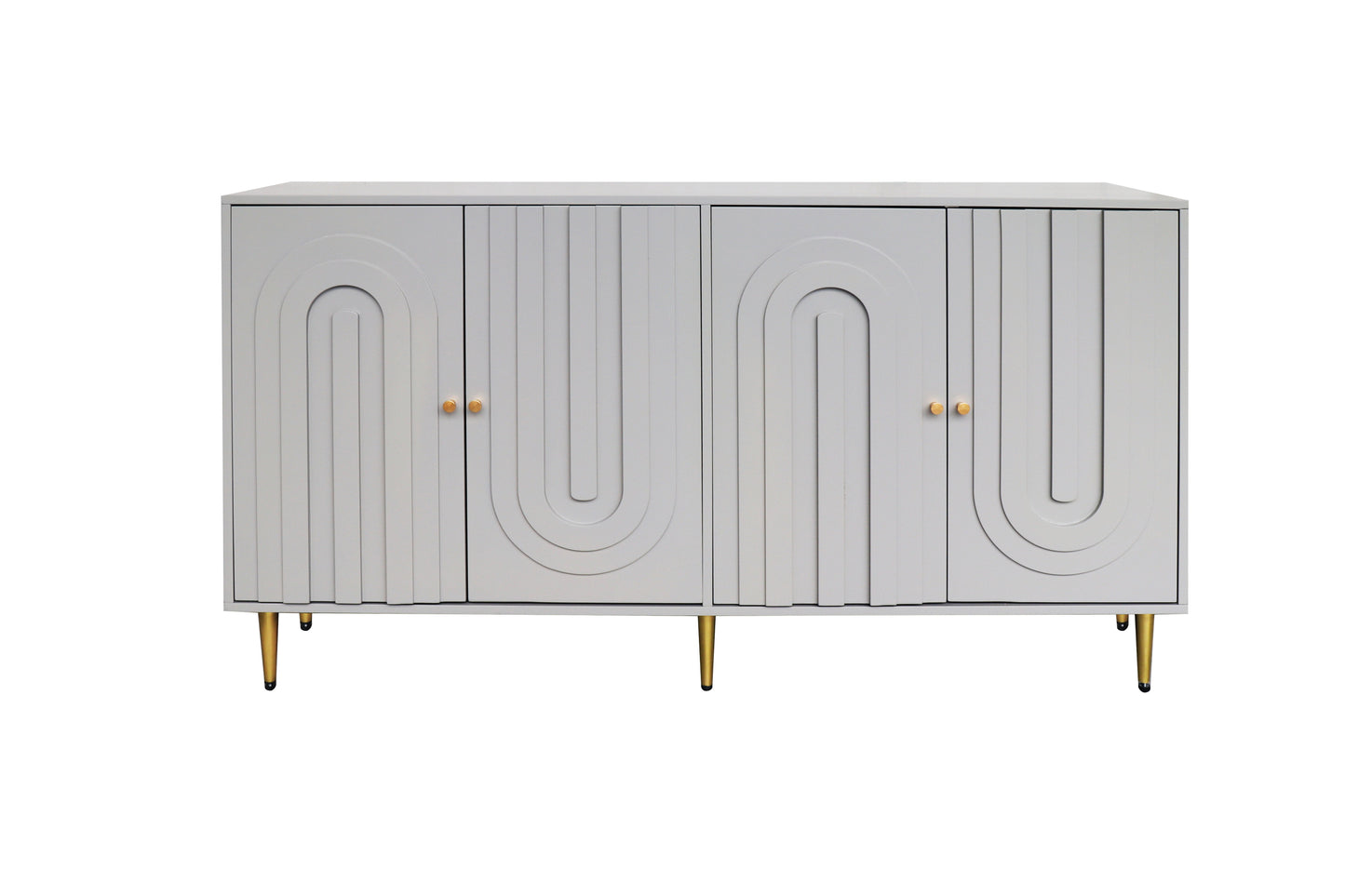 Modern Lacquered 4 Door Wooden Cabinet Sideboard Buffet Server Cabinet Storage Cabinet, For Living Room, Entryway, Hallway, Office, Kitchen And Dining Room - Gray