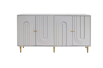 Modern Lacquered 4 Door Wooden Cabinet Sideboard Buffet Server Cabinet Storage Cabinet, For Living Room, Entryway, Hallway, Office, Kitchen And Dining Room - Gray