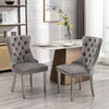 Nikki - Modern, High-End Tufted Solid Wood Contemporary Velvet Upholstered Dining Chair With Chrome Stainless Steel Plating Legs, Nailhead Trim (Set of 2) - Gray / Chrome