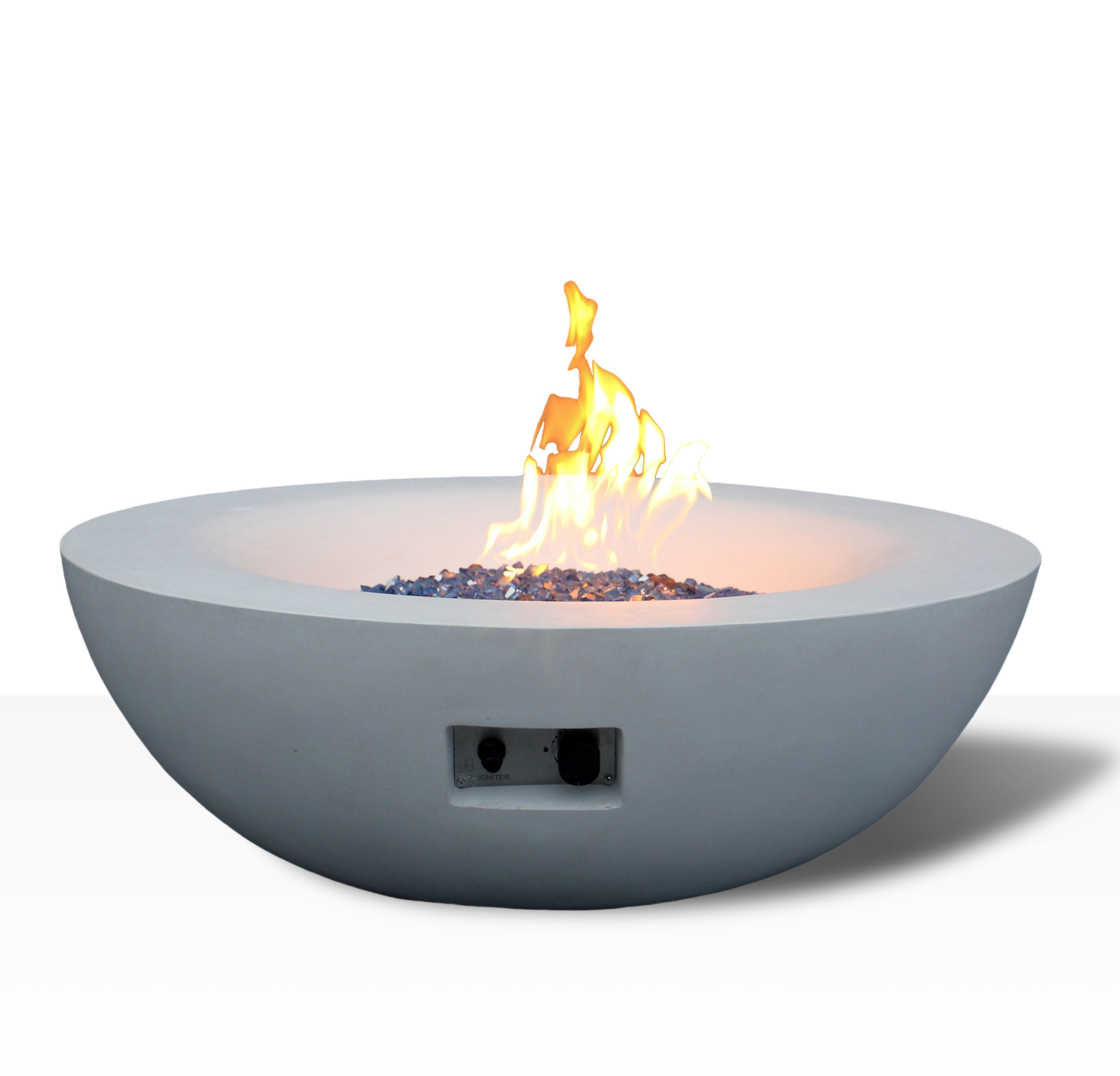 Outdoor Concrete Propane Gas Fire Pit Bowl - Antique White
