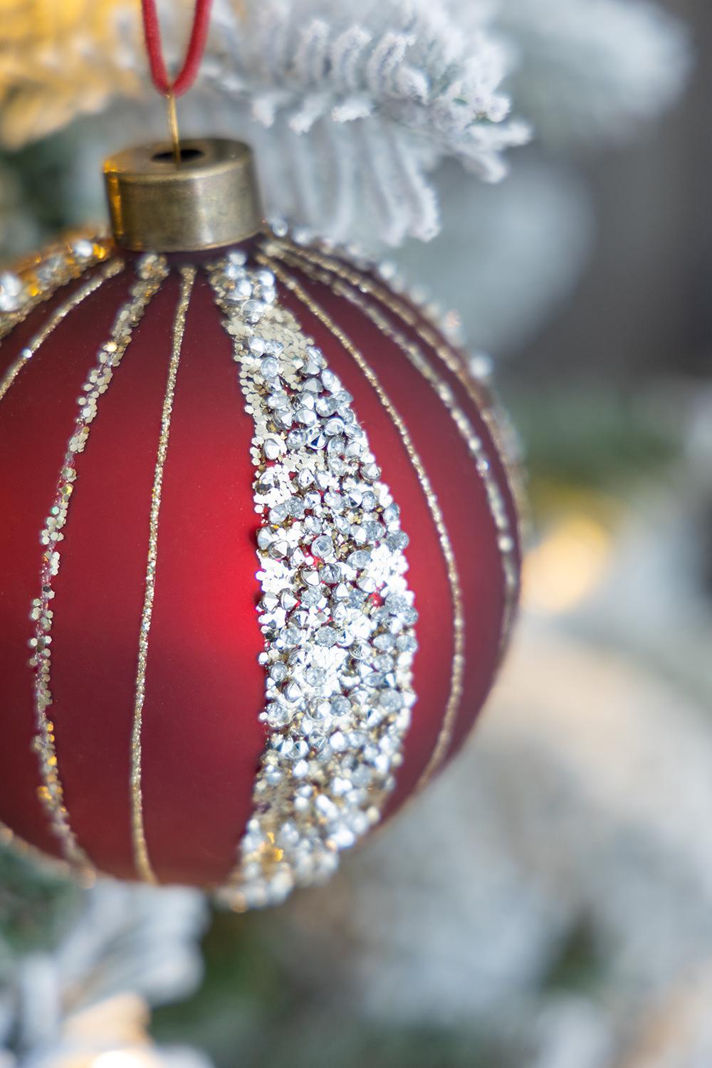 Christmas Ball Ornaments, Glass Decorative Hanging Ball Christmas Tree Ornaments For Holiday Decorations (Set of 6) - Red