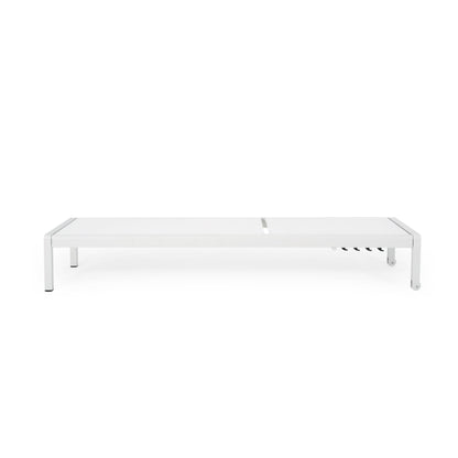 Outdoor Chaise Lounge Chair, Aluminum Adjustable Outside Chair For Pool Patio Beach Yard, All Weather Use UV Resistant 400Lbs Weight Capacity - White