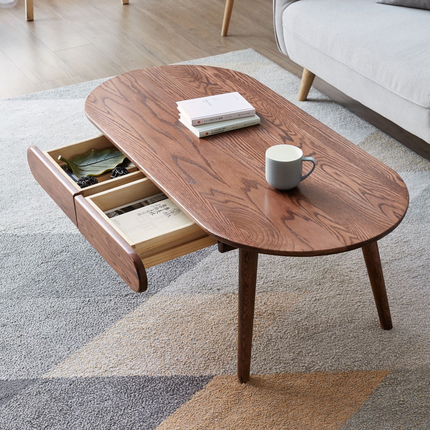Capsule Centre Low Table With Drawers Coffee Table - Natural