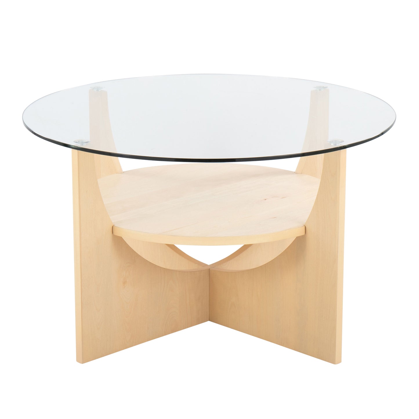 U - Shaped Contemporary Coffee Table - Natural / Clear