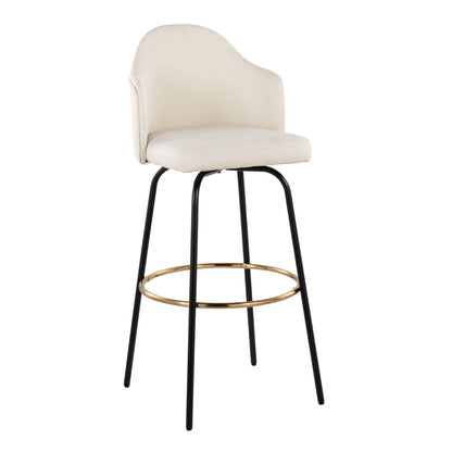 Ahoy - Contemporary Fixed Height Bar Stool Round Footrest (Set of 2) - Cream / Black