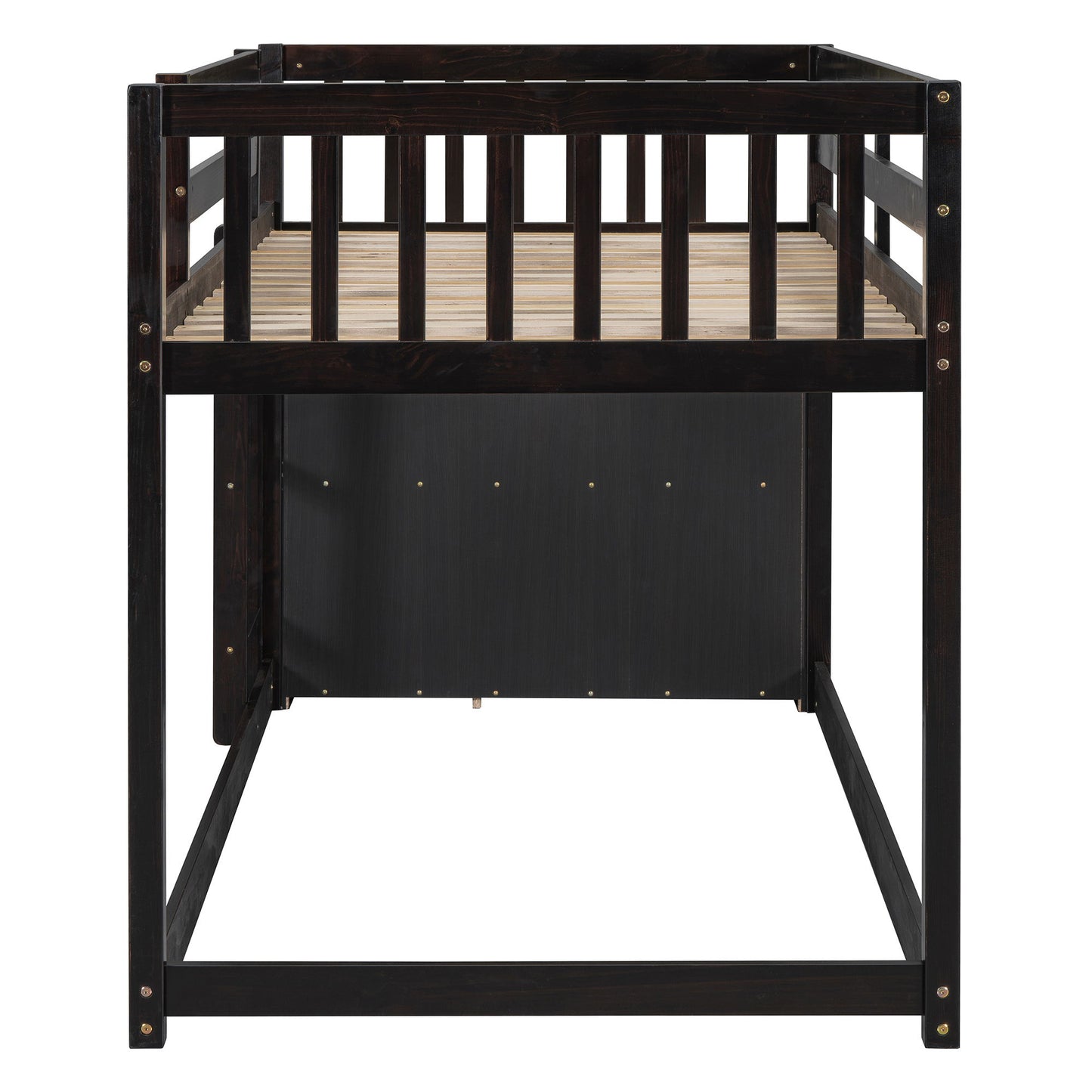 Twin Over Twin Classic Bunk Bed With 4 Drawers And 3 Shelves - Espresso