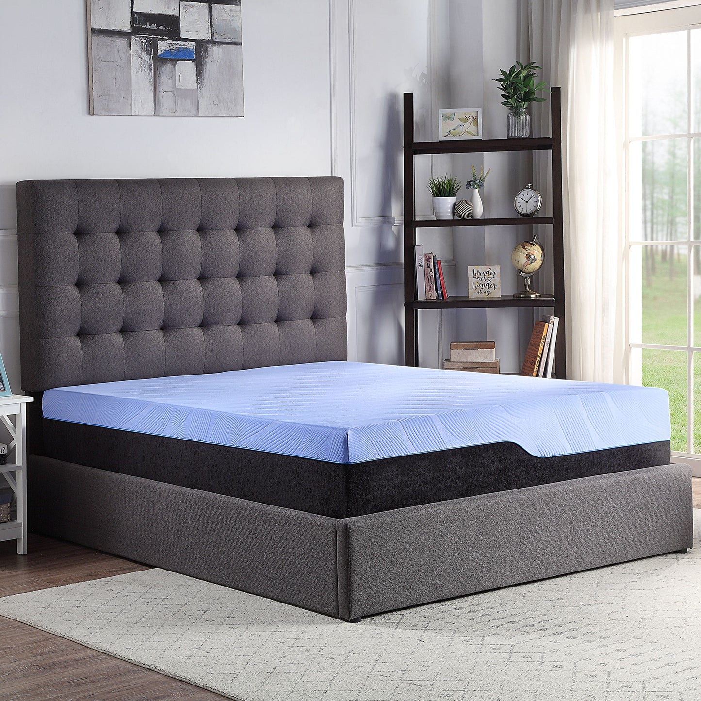 Refresh - 12" King Size Hybrid Cooling Fast Responding Latex Foam And Coil Mattress - Blue