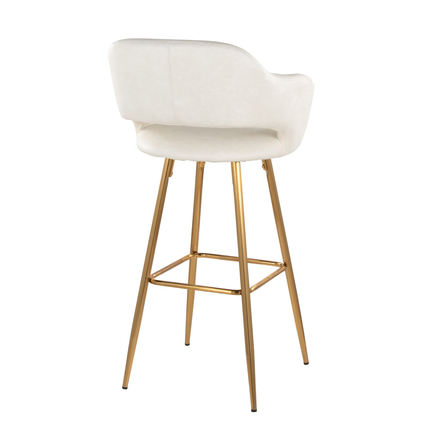Margarite - Contemporary Fixed Height Barstool With Square Footrest (Set of 2) - Gold / Cream