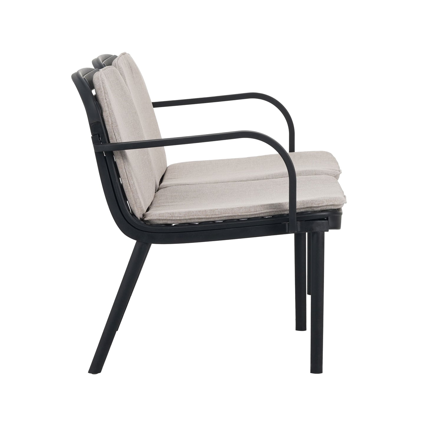 Luna - Outdoor Patio Loveseat With Frame And Cushions Weather Resistant Pp Material - Beige / Black