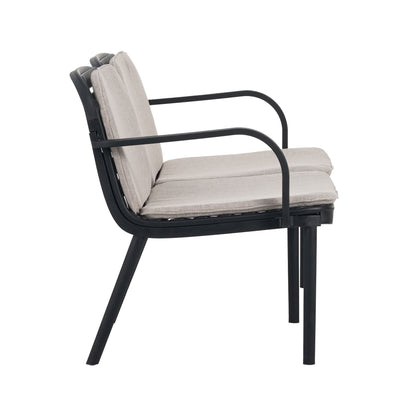 Luna - Outdoor Patio Loveseat With Frame And Cushions Weather Resistant Pp Material - Beige / Black