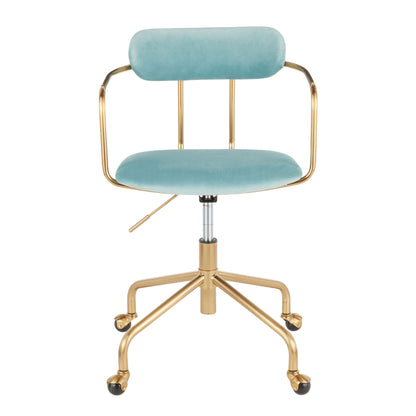 Demi - Contemporary Office Chair - Gold / Light Blue