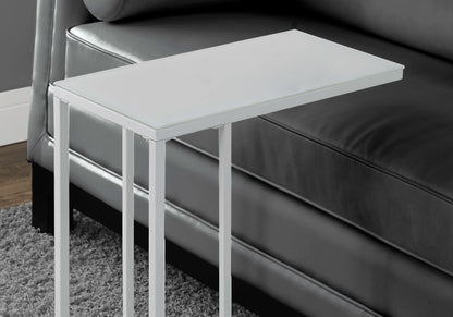 Accent Table, C - Shaped, Tempered Glass, Contemporary & Modern - White