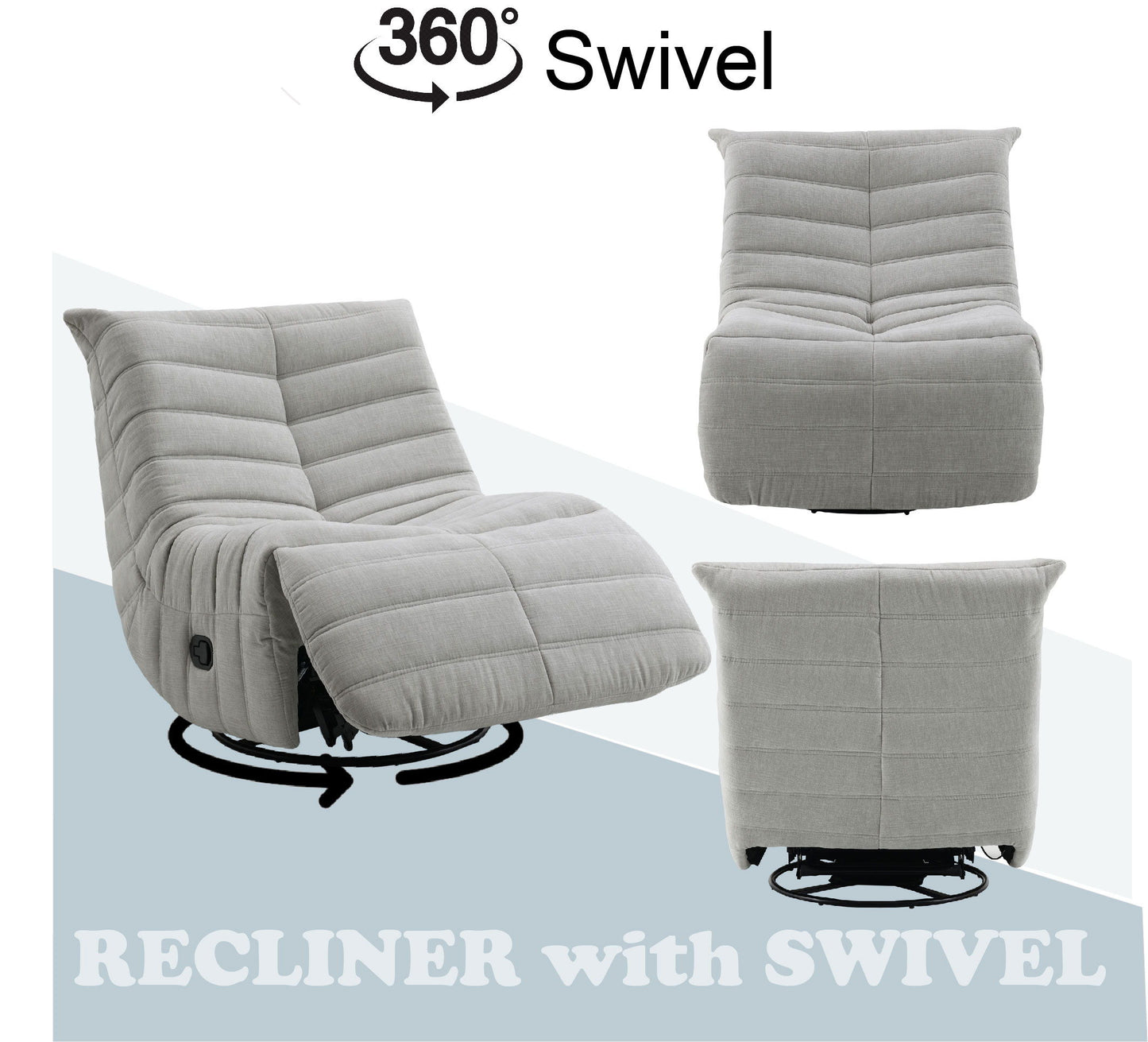 Talmon - Chenille Glider Recliner With Swivel - Oyster Gray