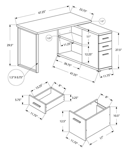 Computer Desk, Home Office, Corner, Left, Right Set - Up, Storage Drawers, L Shape, Laptop, And Contemporary & Modern - Black