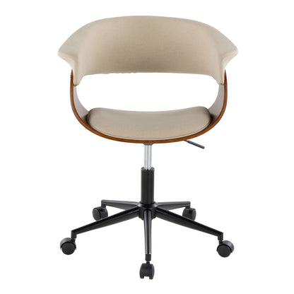 Vintage Mod - Mid-Century Modern Office Chair - Black / Walnut / Cream