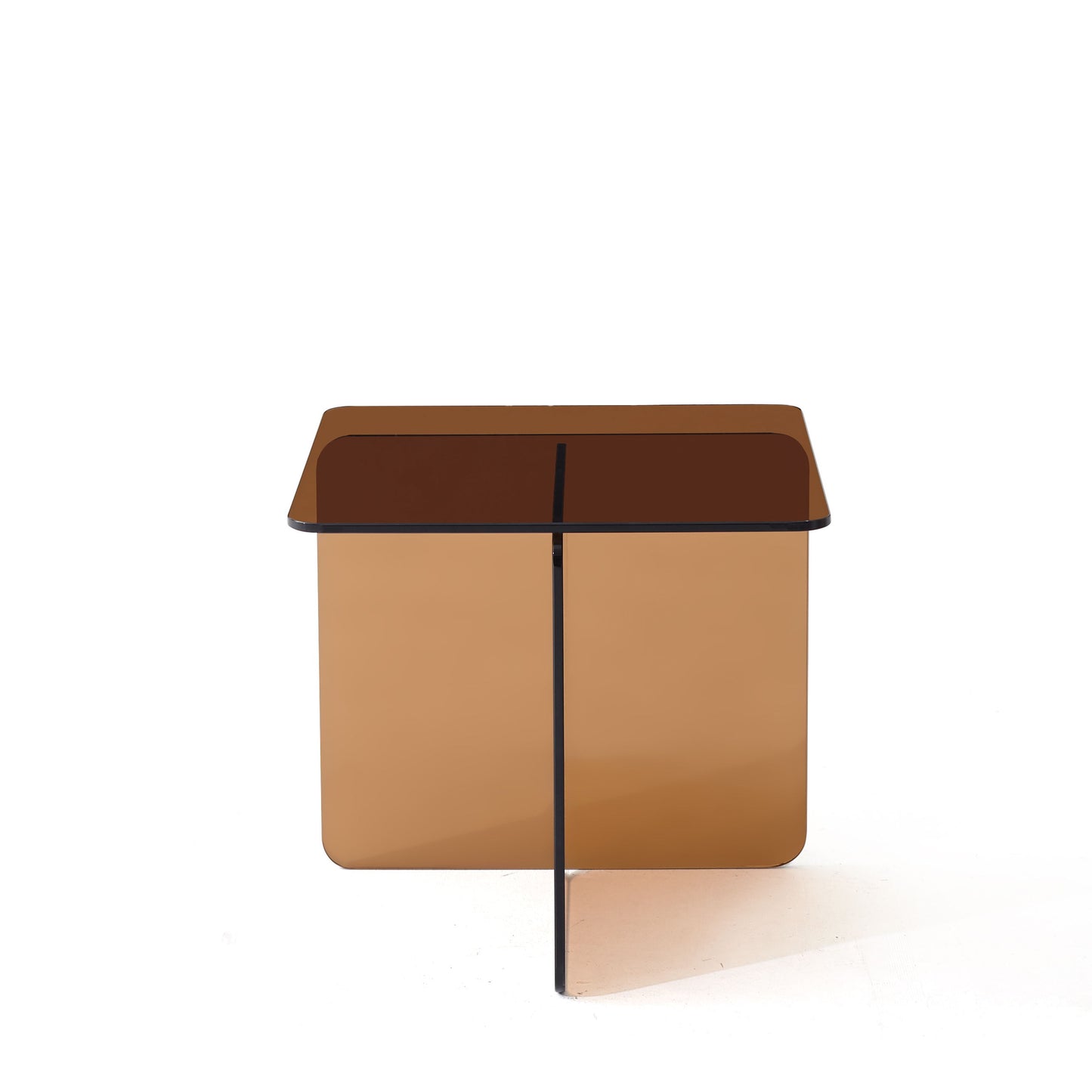 Tempered Brown Glass Sidetable, Small Tea Table Night Stand Tempered Glass Sofa Table - Brown