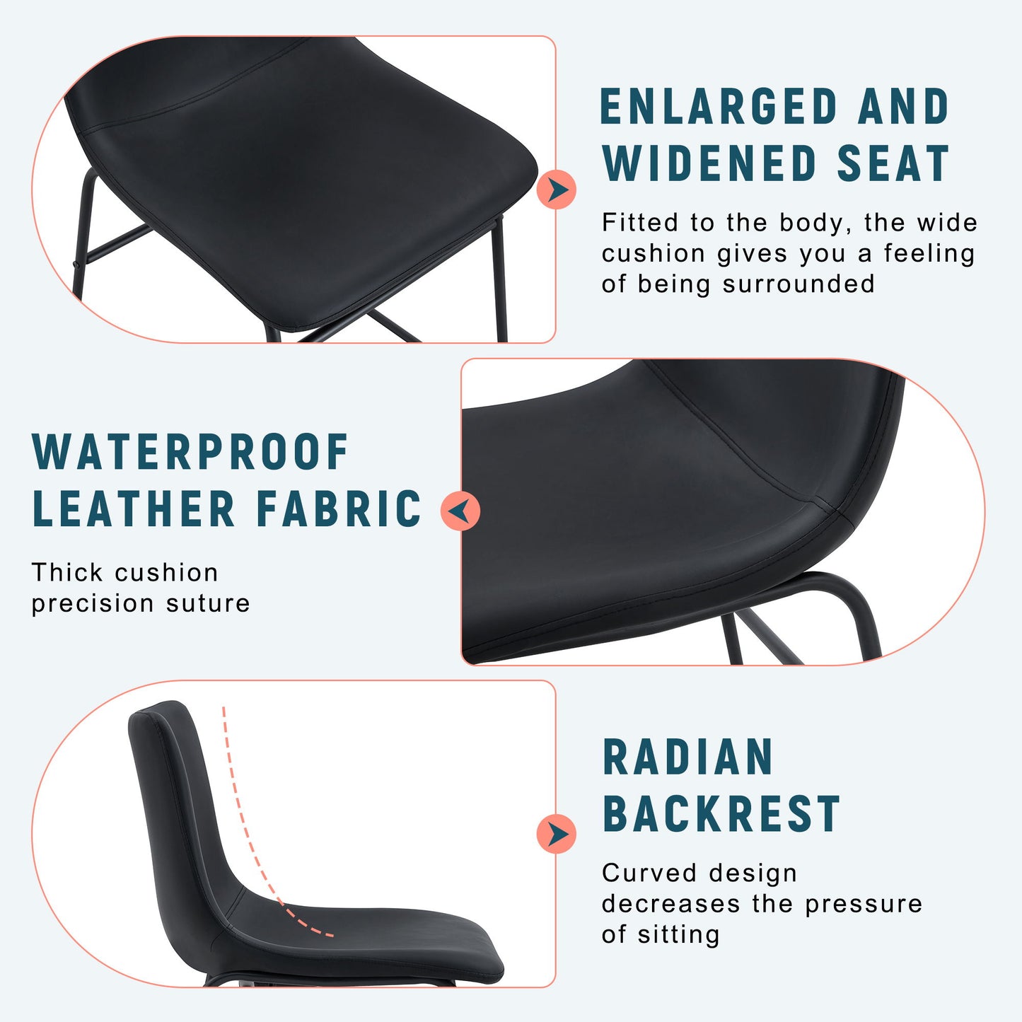 (Set of 4) Classic Chairs, A Stylish Seat Suitable For Modern Minimalist And Industrial Style Environments - Black