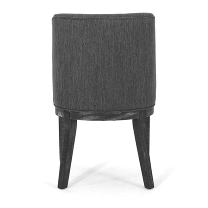 Modern Rustic Dining Chair (Set of 2) With Solid Wood Frame - Charcoal