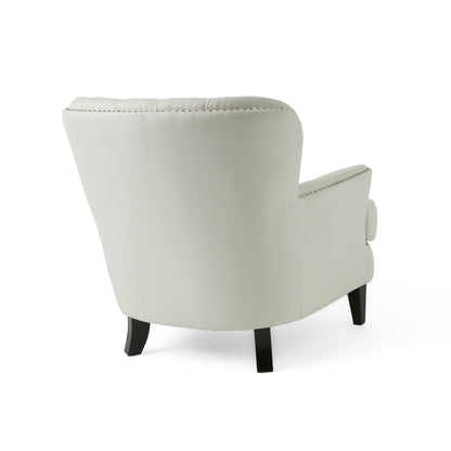 Modern Accent Chair Upholstered Foam Filled Living Room Chairs Comfy Reading Chair Mid Century Modern Chair, Armchair For Living Room Bedroom - Ivory