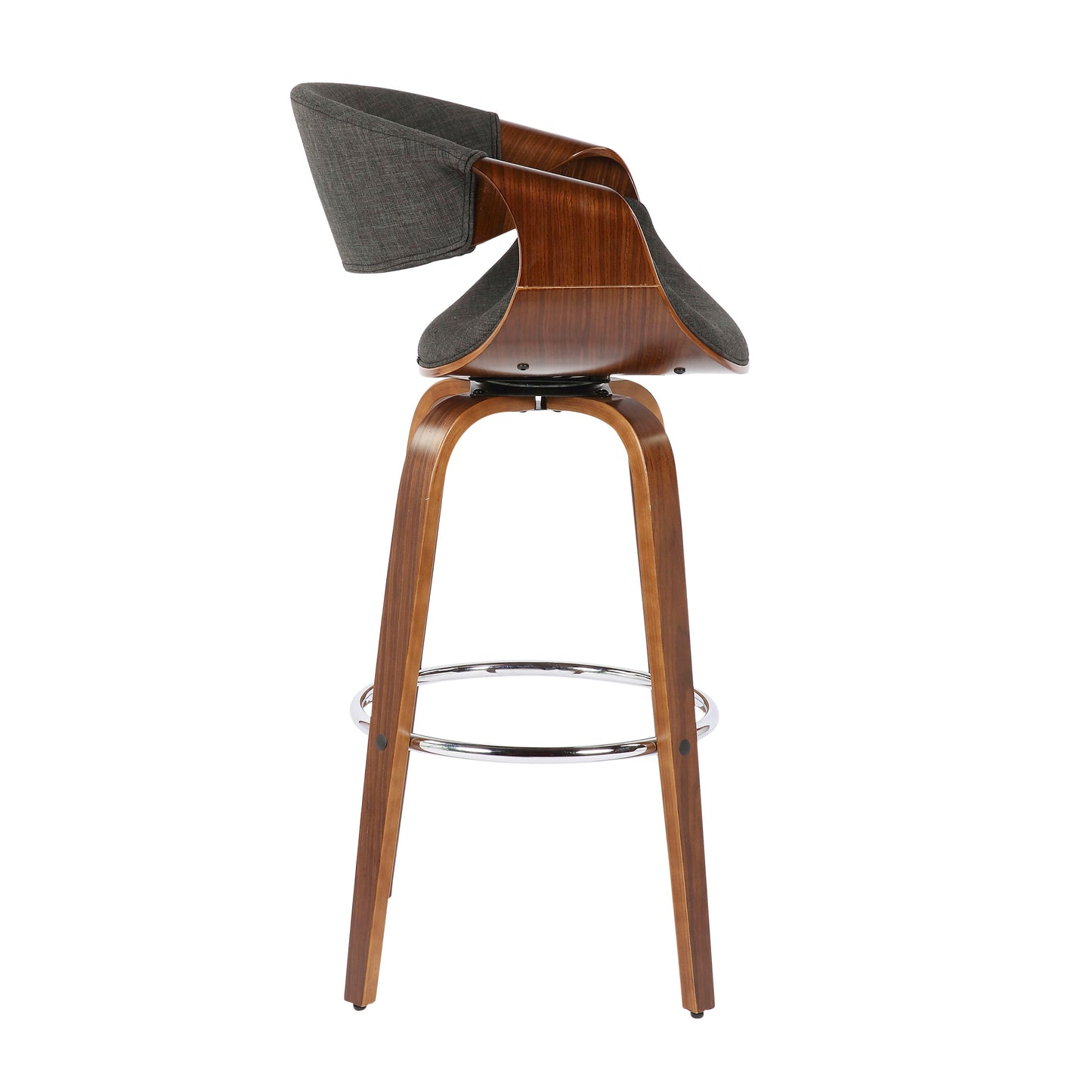 Curvini - Mid-Century Modern Barstool (Set of 2) - Walnut / Charcoal