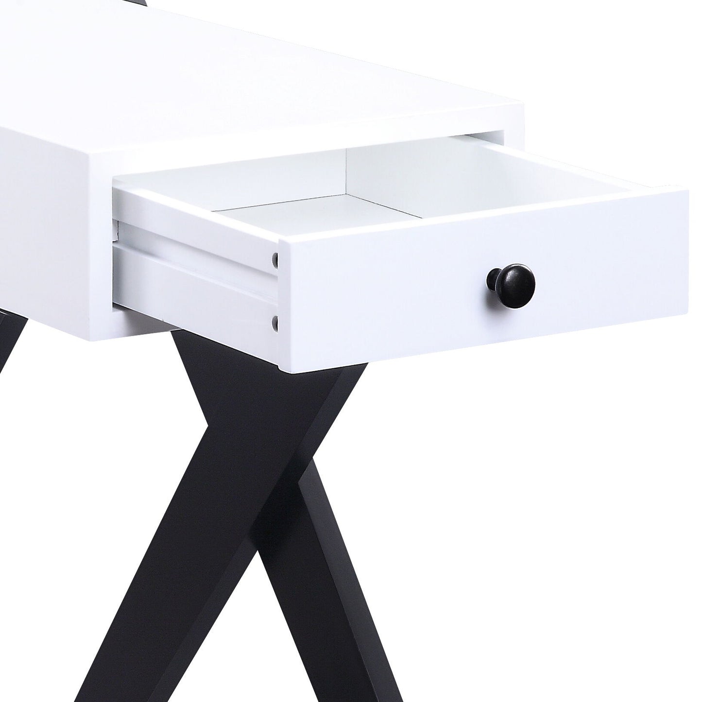 Fierce - Accent Table With Built - In USB Port - White / Black