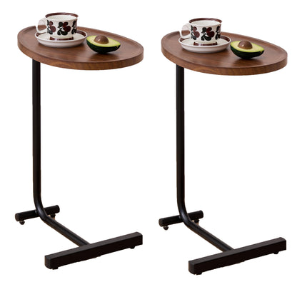 C-Shaped Side Tables (Set of 2), Small Sofa Table For Small Spaces, Living Room, Bedroom - Brown