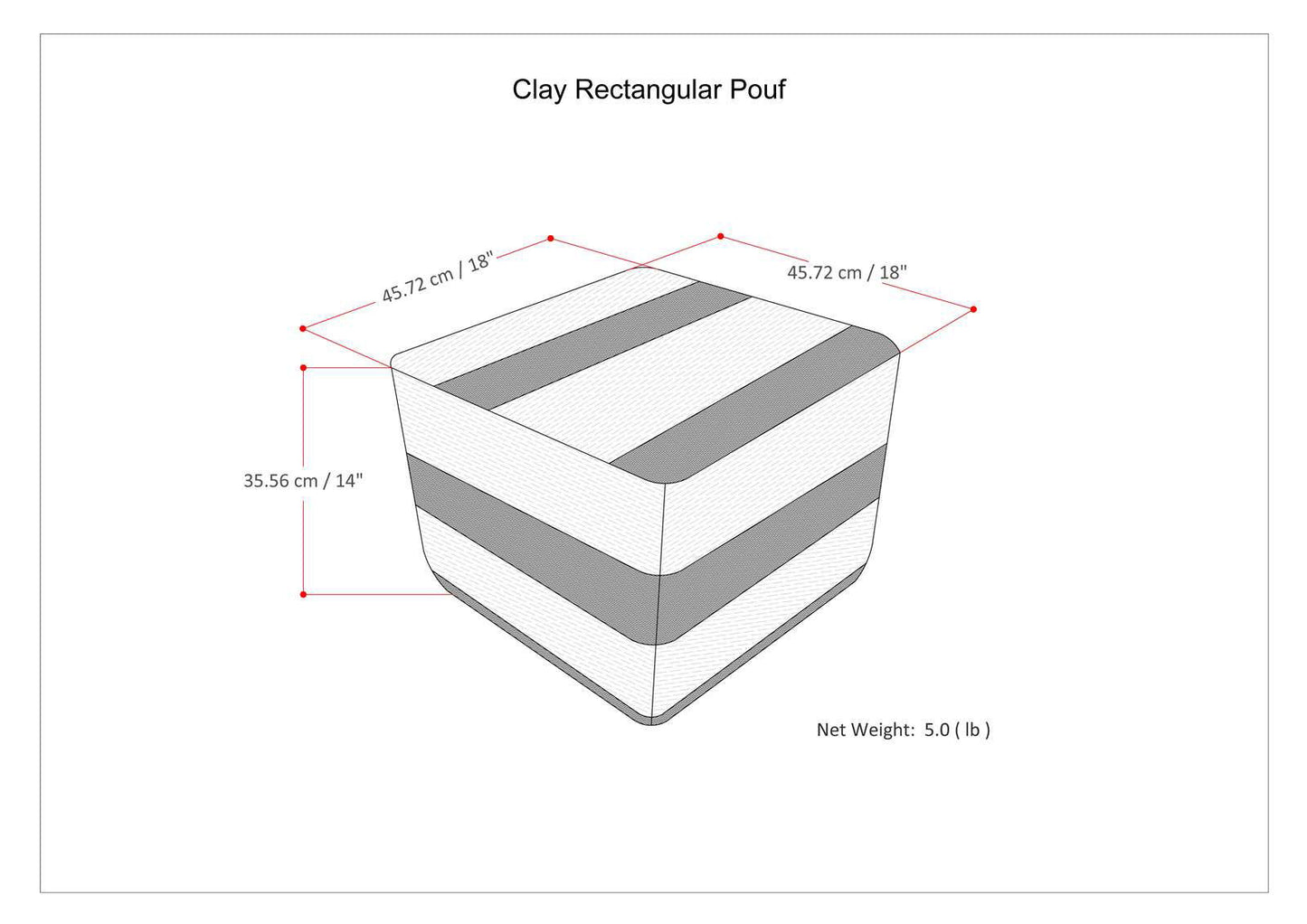 Clay - Square Pouf - Patterned Blue Melange