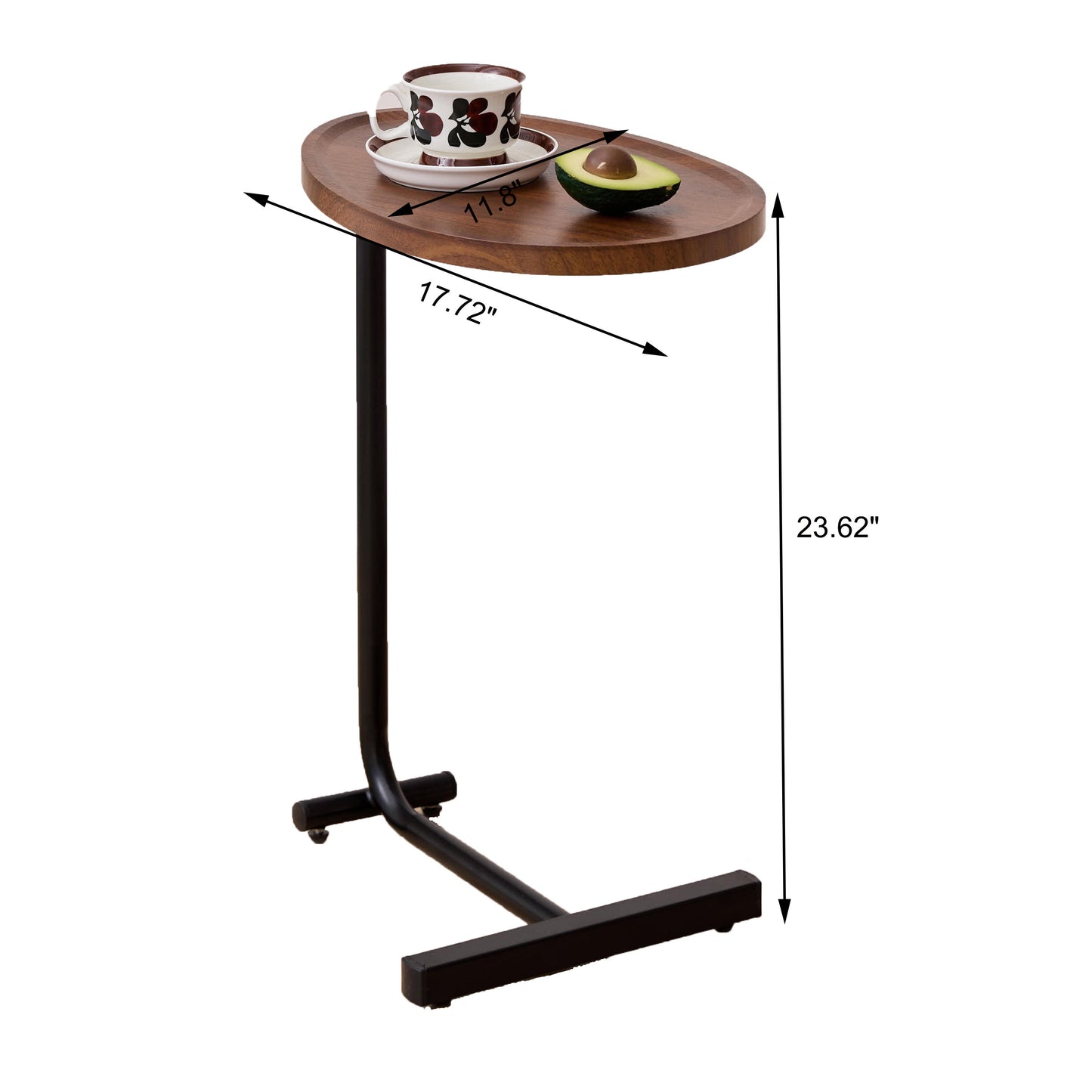 C-Shaped Side Table, Small Sofa Table For Living Room - Brown