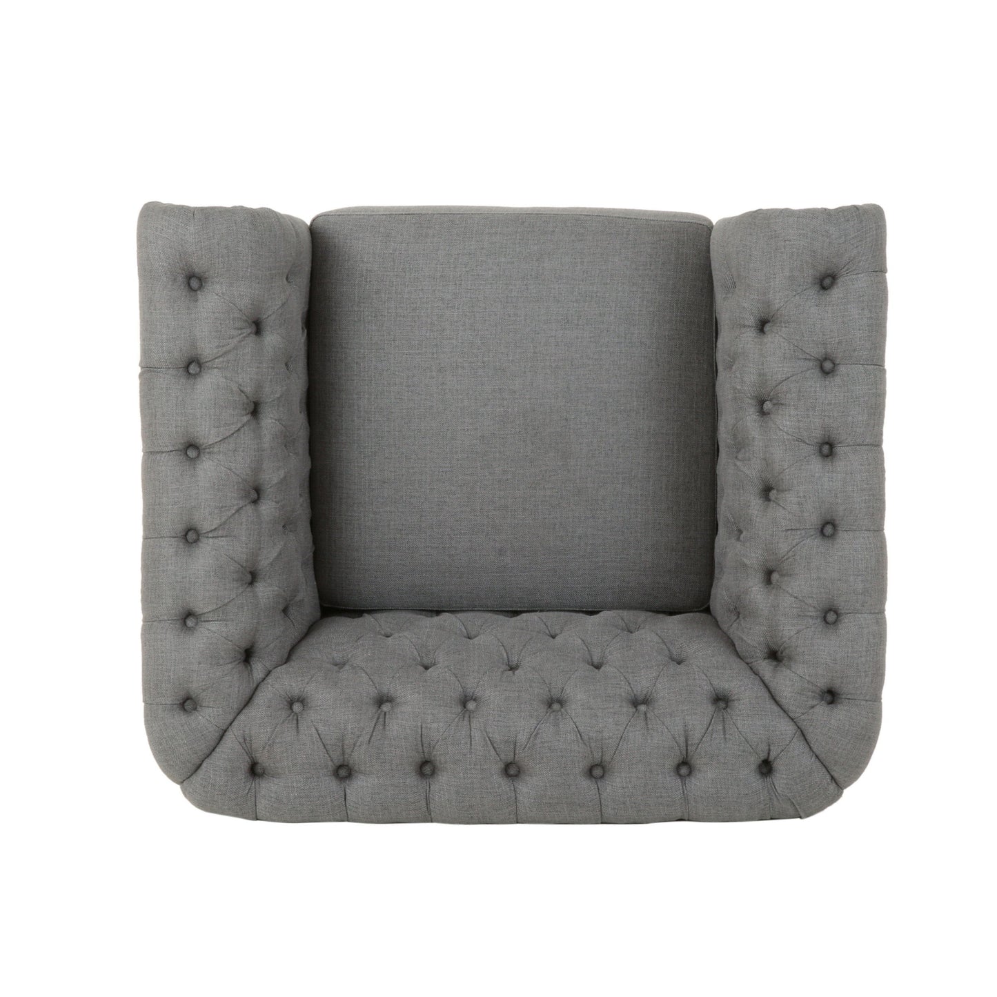 Nexuson - Upholstered Fabric Chesterfield Chair With Deep Tufted And Nailhead Trim - Dark Gray