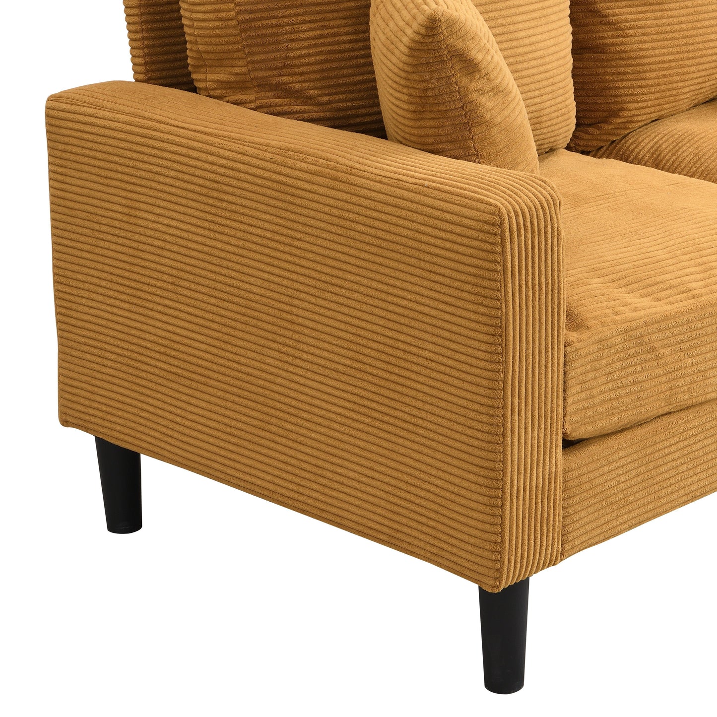 Modern Upholstered Loveseat Sofa, High Resilience, Wooden Frame 2 Seater For Small Spaces - Orange