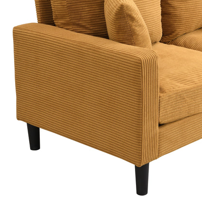 Modern Upholstered Loveseat Sofa, High Resilience, Wooden Frame 2 Seater For Small Spaces - Orange
