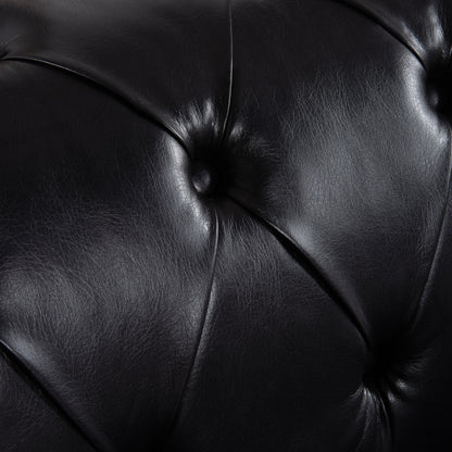 Square Arm Removable Cushion 3 Seater Sofa - Black