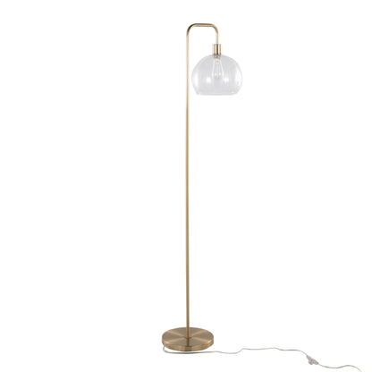 Metro - Contemporary Floor Lamp - Royal Gold / Clear Seeded