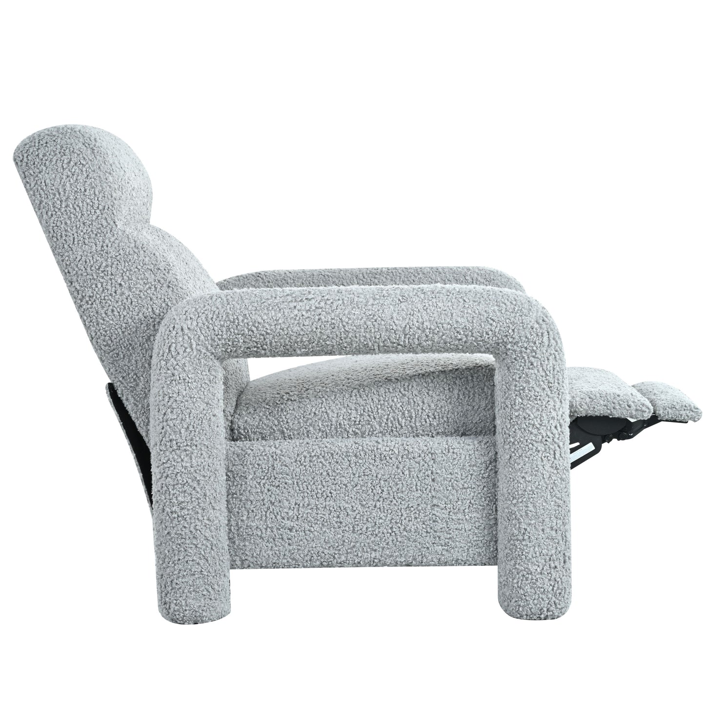 Push Back Recliner Armchair Upholstered Single Sofa With Adjustable Backrest For Living Room - Light Gray