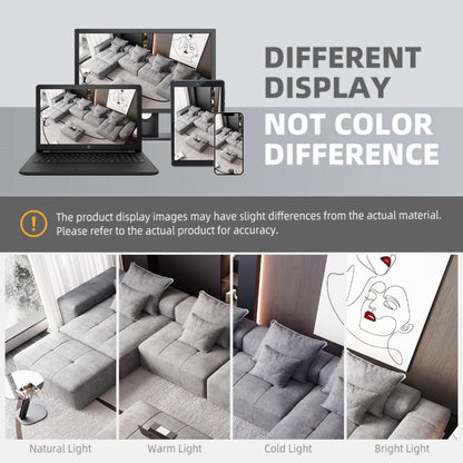 Modern Oversized Modular Sectional Sofa, Sparkling Chenille Fabric Soft Cushion Sofa With 8 Pillows, 8 Pieces Diy Combination Tufted Sofa, No Assembly Required - Gray