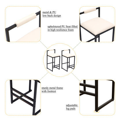 Modern Upholstered Bar Stools Set With Metal Frame For Counter Or Kitchen Island - Beige