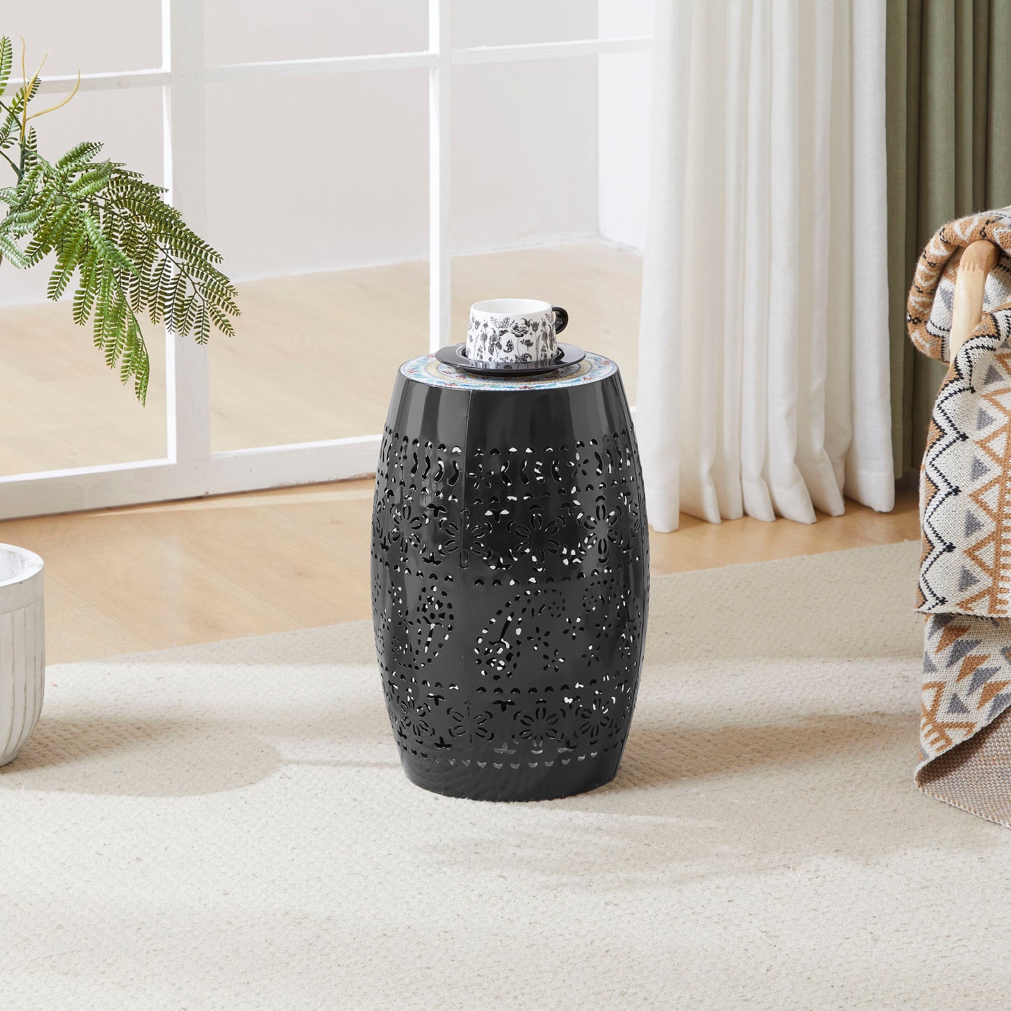 Ruby - Modern Mosaic Side Table - Black