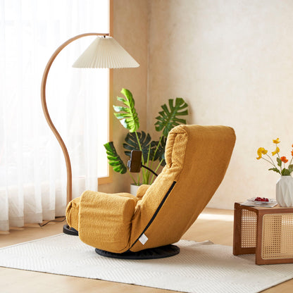 Adjustable Swivel Lounge Chair With 360 Degree Rotating Seat And Headrest Support, Leisure Chair Deck Chair Game Chair For Living Room - Yellow
