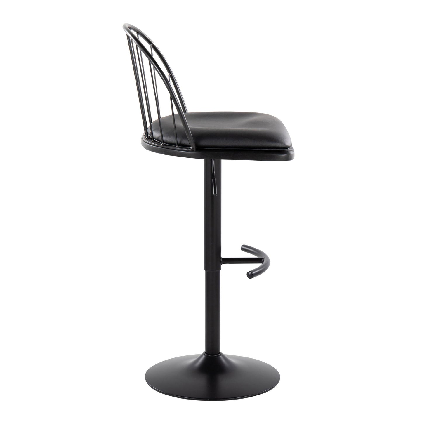 Riley - Farmhouse Adjustable Height Barstool With Swivel With Rounded T Footrest (Set of 2) - Black