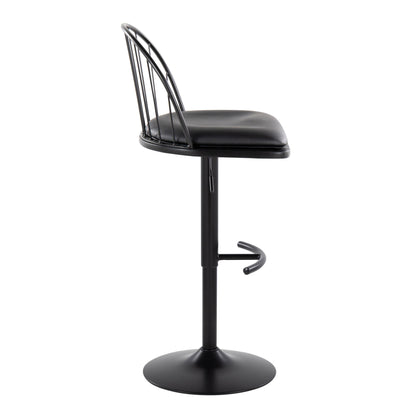 Riley - Farmhouse Adjustable Height Barstool With Swivel With Rounded T Footrest (Set of 2) - Black