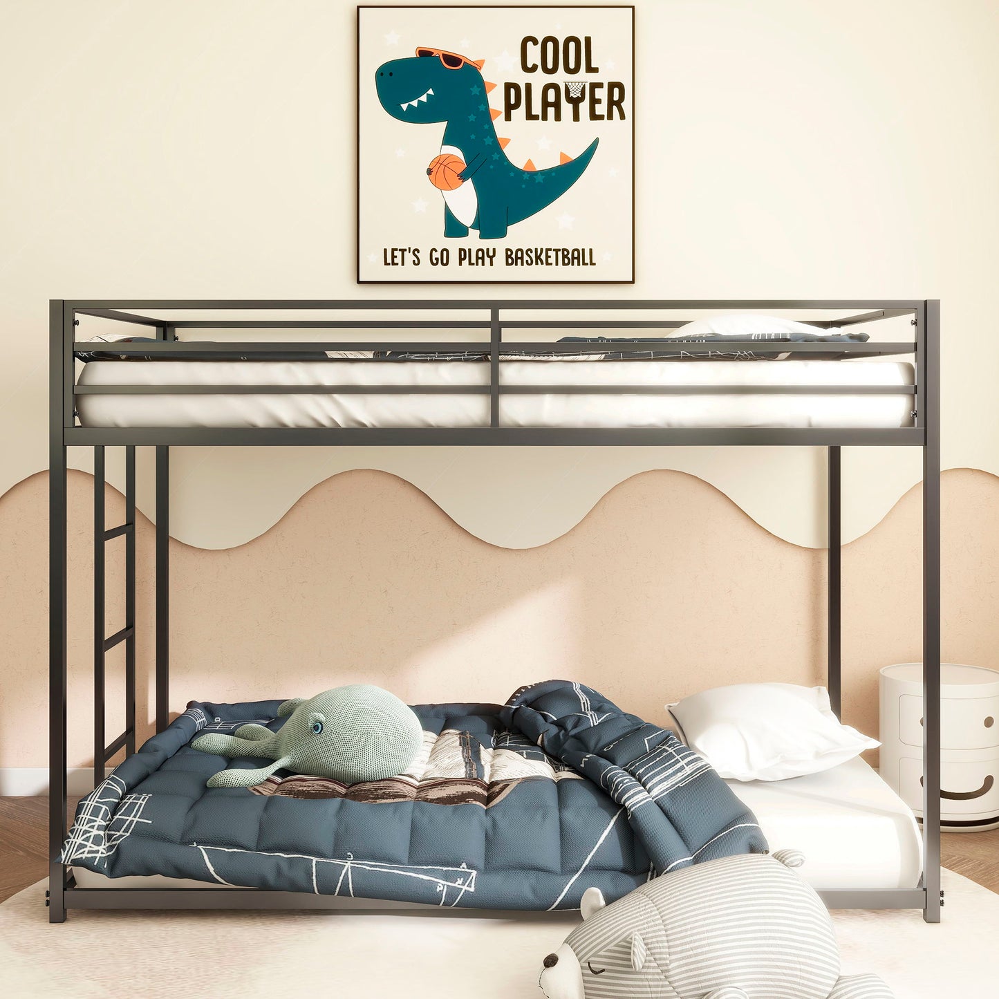 Adam - Twin Over Twin Bunk Bed - Black Metal