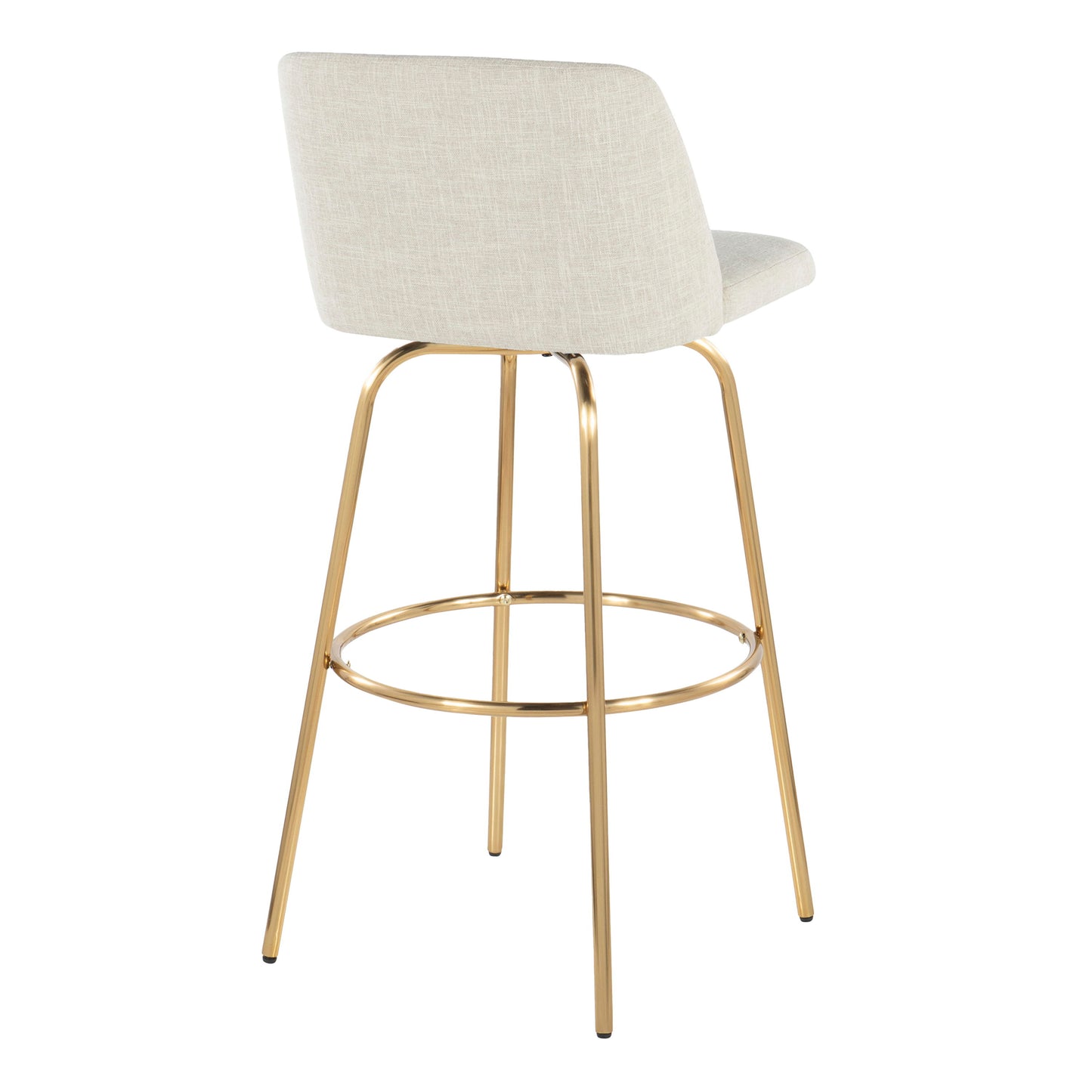 Toriano - Contemporary Fixed Height Barstool Swivel With Round Footrest (Set of 2) - Cream / Gold