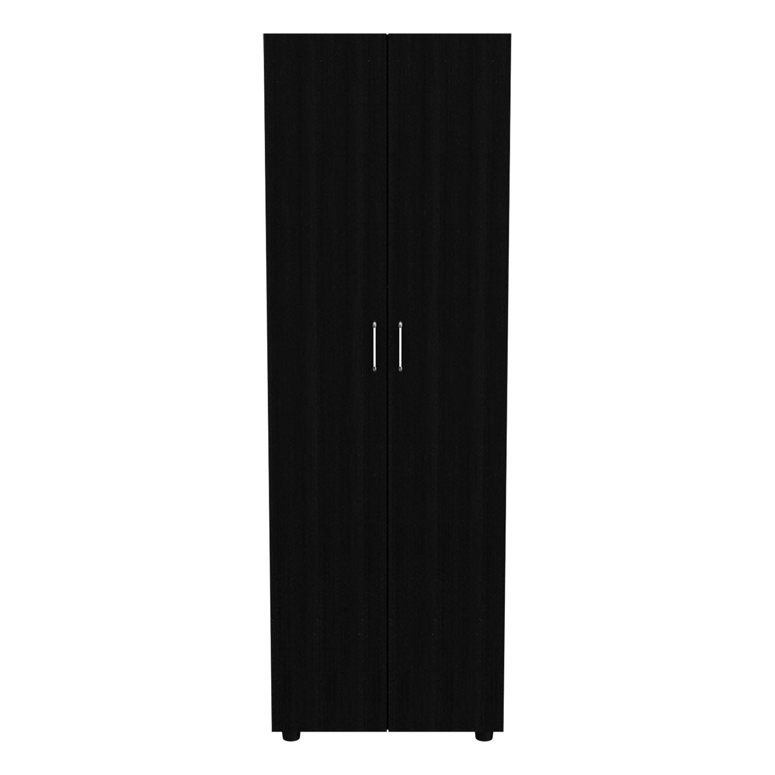 Armoire Organiser, Two Shelves, Rod, Double Door Cabinet Armoire - Black