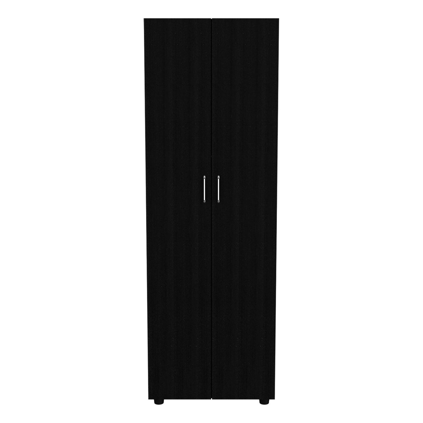 Armoire Organiser, Two Shelves, Rod, Double Door Cabinet Armoire - Black