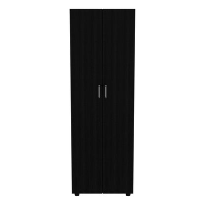 Armoire Organiser, Two Shelves, Rod, Double Door Cabinet Armoire - Black