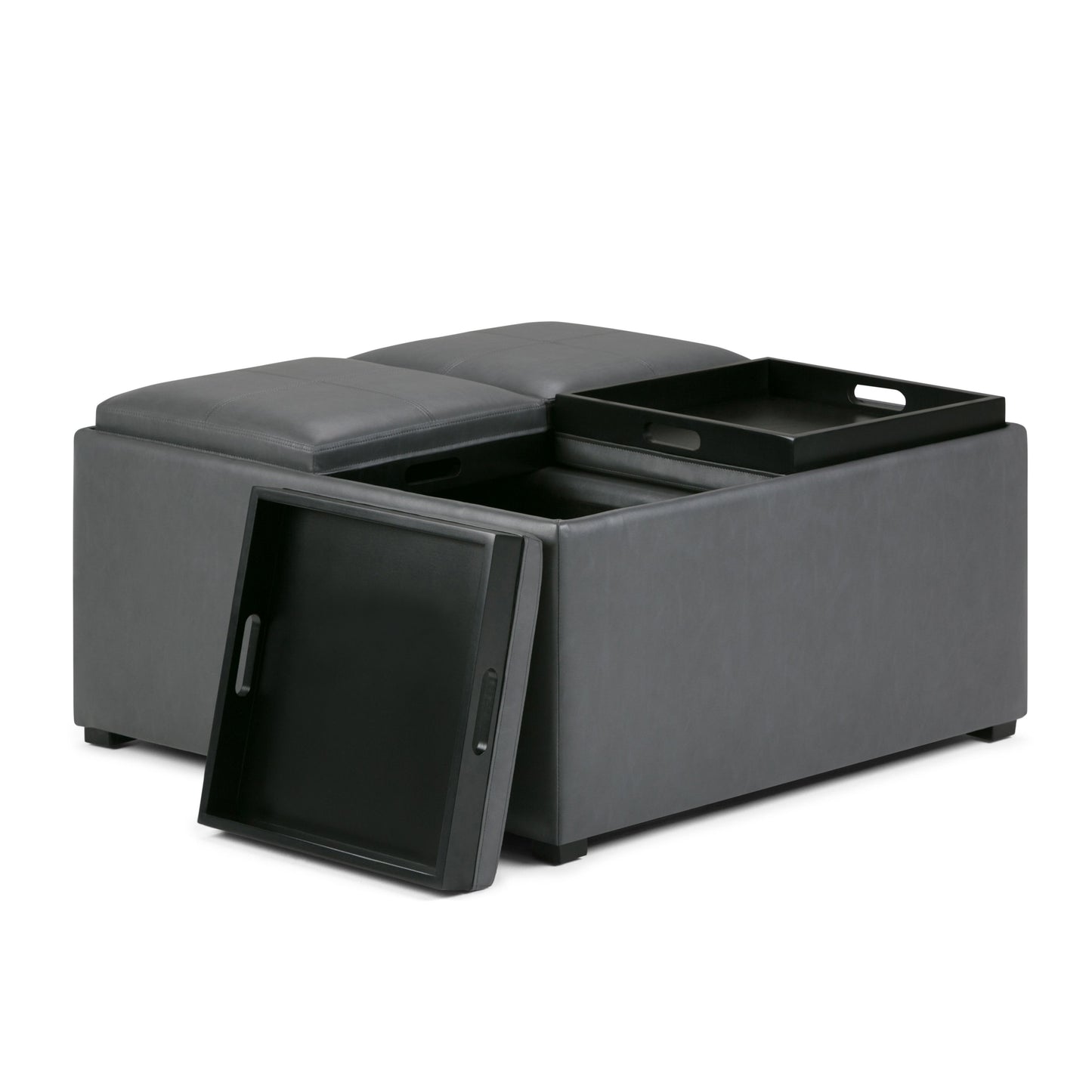 Avalon - Square Coffee Table Storage Ottoman - Stone Gray