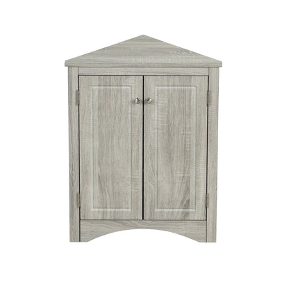 Triangle Bathroom Storage Cabinet With Adjustable Shelves, Freestanding Floor Cabinet For Home Kitchen - Oak