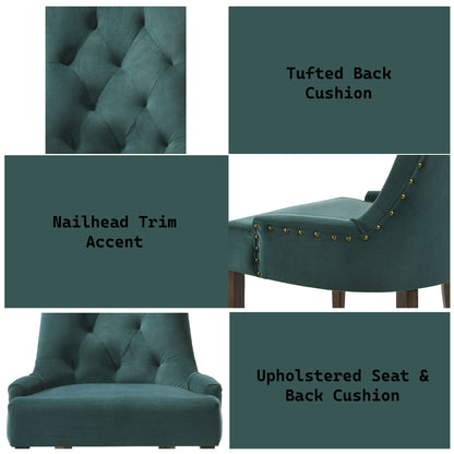 Farren - Velvet Weathered Side Chair (Set of 2) - Green